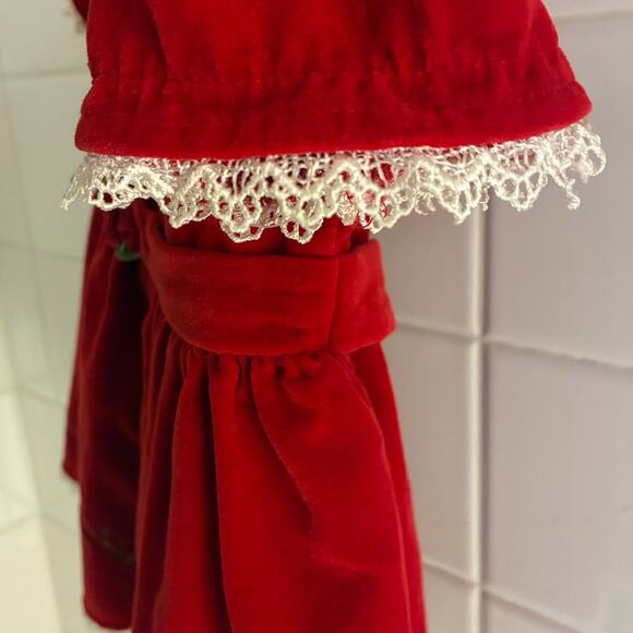 Vintage Baby Togs Embroidered Red Velvet 6/9mo Christmas Dress - Picture 3 of 5
